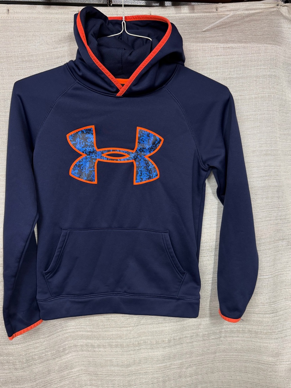 Jordan Kids' Navy Hoodie with Blue Logo and Orange Trim